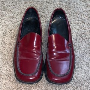 Coach slip on leather Rita wedge loafers shoes red